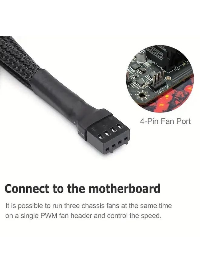 Motherboard 4 Pin PWM Fan Hub 1 to 5 Temperature Control Extension Cable - Image 4